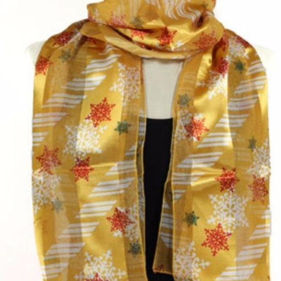 Snowflake Scarf 13" x 60" Gold Color New Versatile - Picture 1 of 1